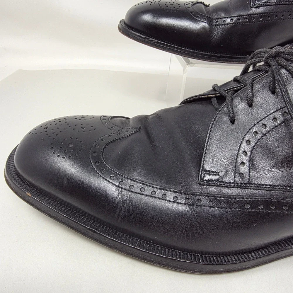 Rockport Wingtip Oxford Mens 9 W APM50131 Black Leather Dress Shoes Italy Good